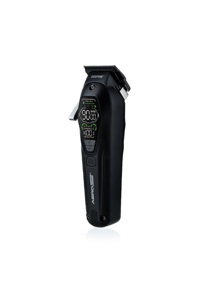 GEEPAS Professional Digital Hair Clipper for Men | Corded & Cordless, Aero Edge DLC + Ceramic Blade, 3 Speed Settings, LED Display, Type-C Rechargeable | GTR56034UK Black - Image 2